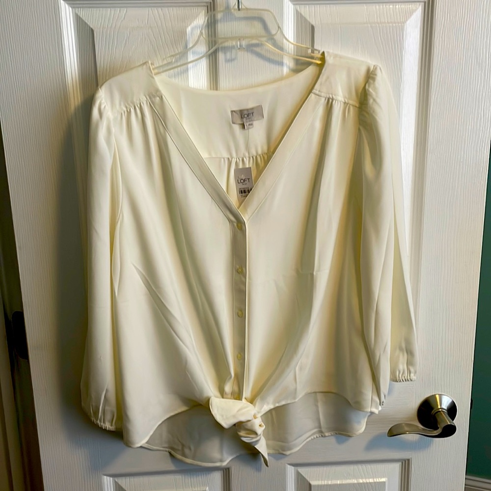 Women's Cream Button-Down Blouse